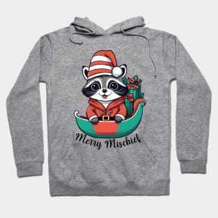 Merry Mischief Raccoon Christmas Sleigh Tee Hoodie